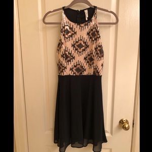 High neck dress with sequins